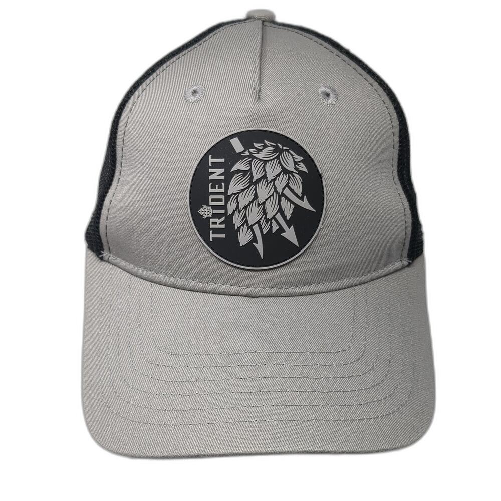 Trident Hopsteiner Snapback Trucker Hat Gray One Size Mesh Back Embroidered